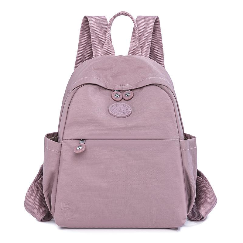 Backpack women's solid color casual simple versatile schoolbag literary style outdoor travel commuting texture women's schoolbag