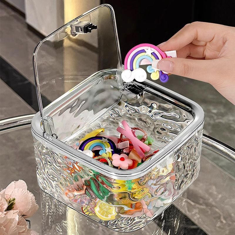 Hair Accessory Storage Box Desktop Girl Hair Clip Hair Ring Hair Clip Rubber Band Transparent Acrylic Sorting Box Storage Basket