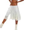 Women Y2k Lace Floral Bloomers Pants Silk Satin Patchwork Ruffles Coquette Half Slip Midi Pants Streetwear