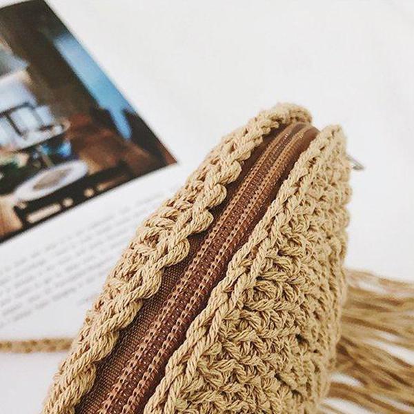 Yogodlns Fashion Round Hand-woven Woman Shoulder Bag Summer Travel Shopping Straw Beach Bags Tassels Female Small Messenger Bag