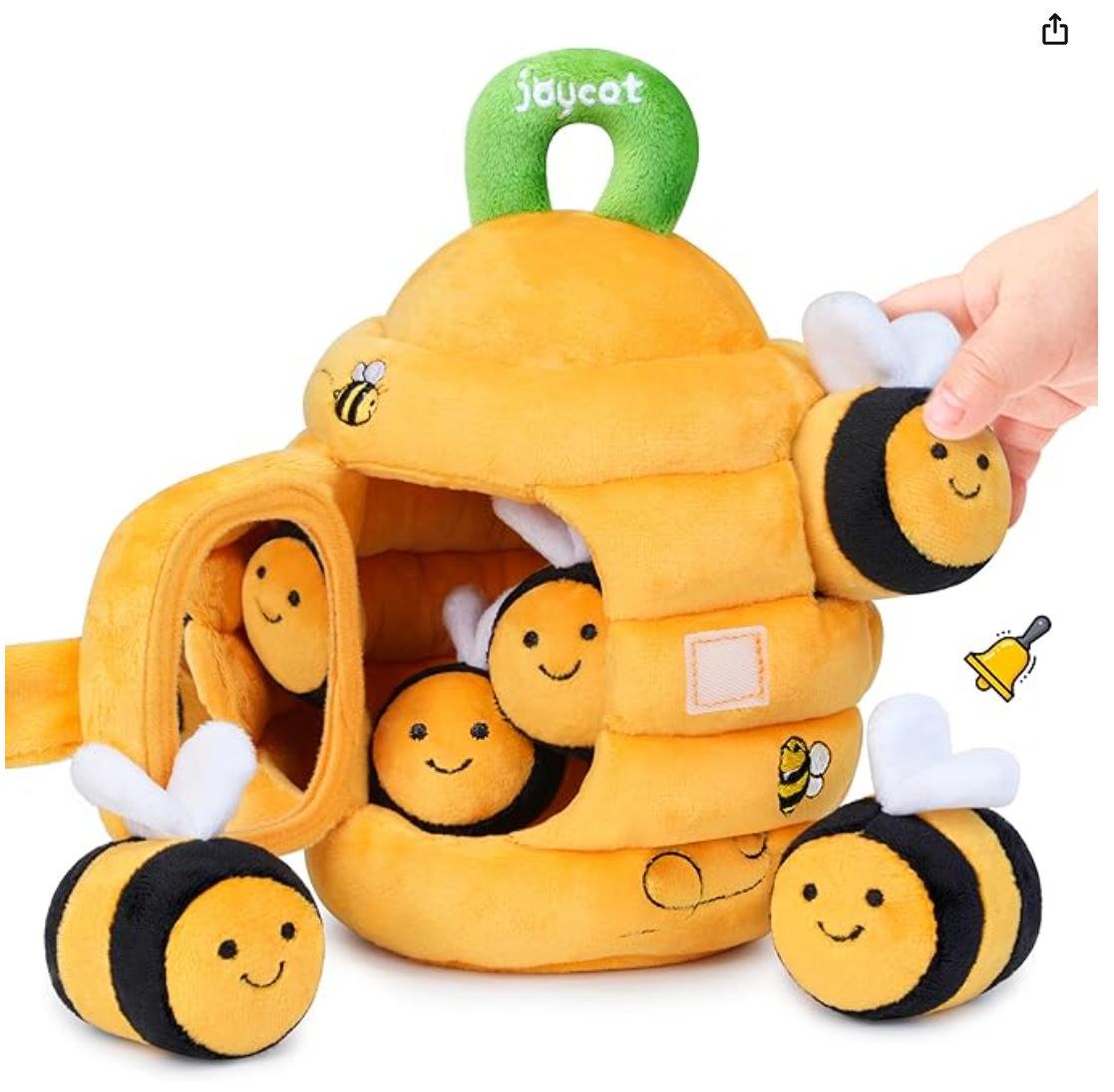 Baby Speelgoed 6-12 Maanden Zachte Bijenkorf Met 5 Sensorische Bij Rammelaar Spiegel Krokkelend Piepend Bezige Montessori Zacht Speelgoed Voor Peuters yellow