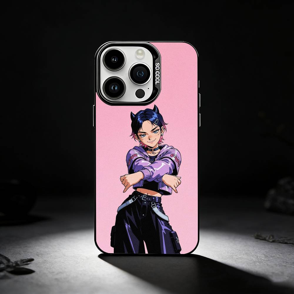 Popular V-Valorant C-Clove Phone Case For iPhone 17,16,15,14,13,12,11 Plus,Pro Max,XS,Colored silver phone case
