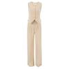 Costum de vară din bumbac și in, fără mâneci, vestă vestă vestă pantaloni, costum pentru femei 1116 Nouă modă casual europeană și americană, piesă vestimentară din două piese pentru femei