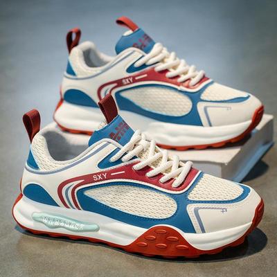 Buty męskie 2025 lato nowe oddychające siateczkowe buty sportowe wersja koreańska dopasowanie kolorów lekka miękka podeszwa buty codzienne buty taty mężczyźni