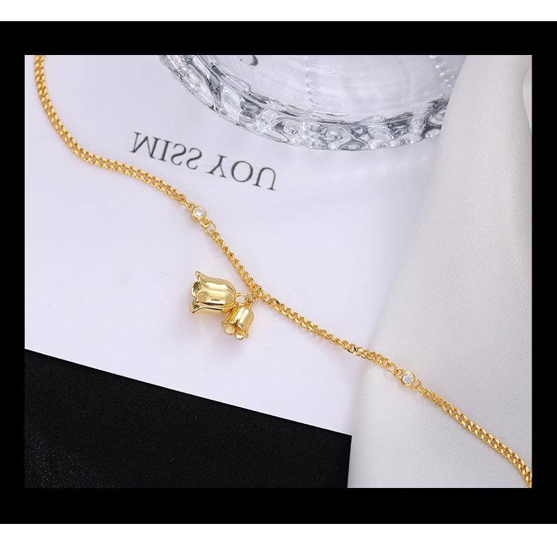 Banyan Tree S925 Silver Lily of the Valley Zircon Chain Bracelet for Women & Girls