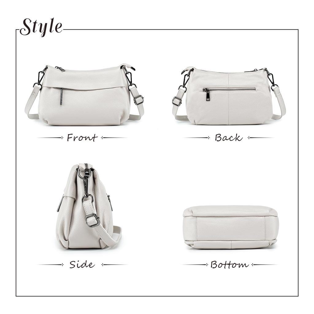 Genuine Leather Shoulder Bag for Crossbody With Zipper Large Commuting [MFFOR] Women, 2-way, Bag, Handbag, Crossbody, Shoulder, Handbag, Pocket,