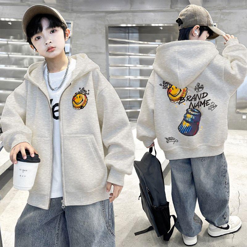 Giacca Cardigan con Cappuccio Foderata in Pile da Ragazzo - Stile Baseball Autunno/Inverno 2025