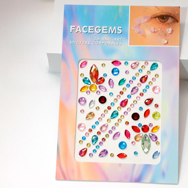Diamond Eyebrow Tattoo Sticker Glitter Eyeliner Eyebrow Makeup Face Eyes Temporary Tattoo Rock Rhinestone 3D Eyeliner Stickers