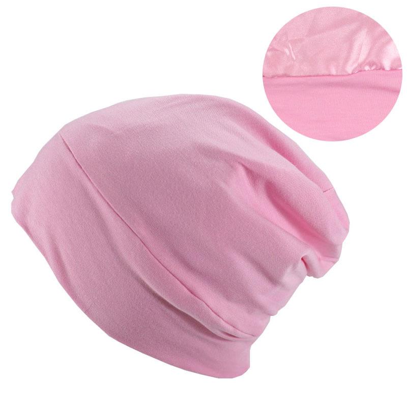 Baotou hat for men, bamboo fiber elastic cotton pullover hat, female chemotherapy cap, satin-lined double-layer nightcap, hair care cap.