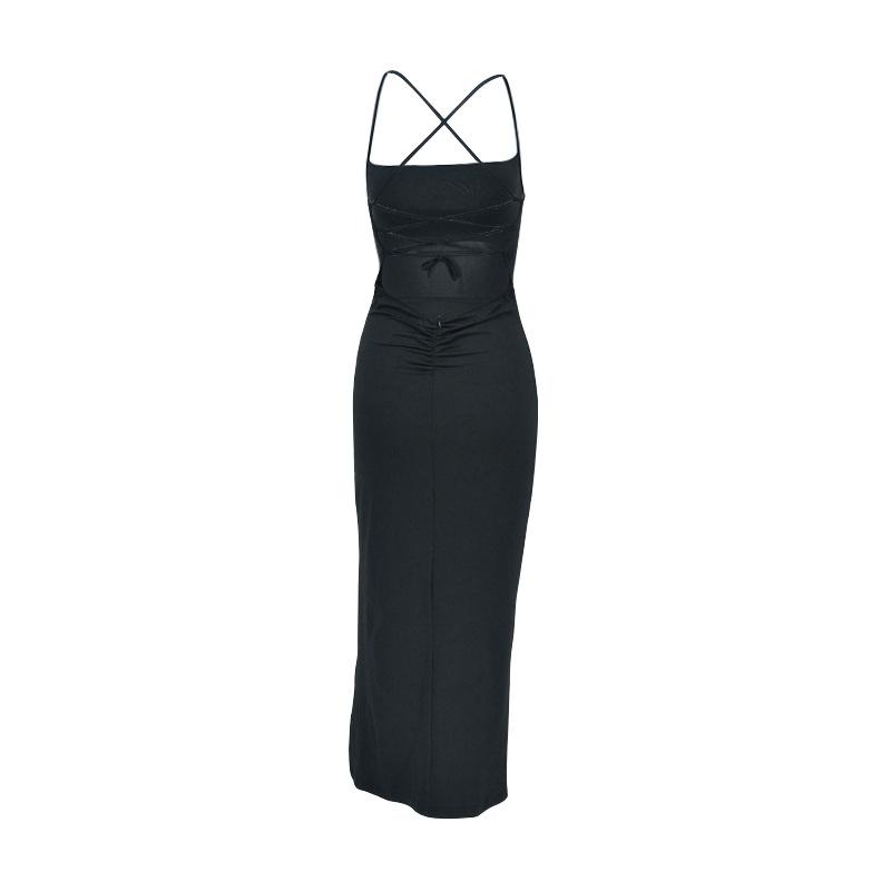 AltGoth Fairycore Sexy Midi Dress Women Streetwear Mall Gothic Backless Lace-up Halter High Waist Bodycon Dress Partywear Female