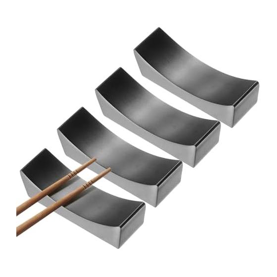 uxcell 4pcs 304 Stainless Steel Chopstick Rests, Curved Design Chopstick Holders, Knife Rests for Countertop, Chopstick Spoon Fork Knife Storage,