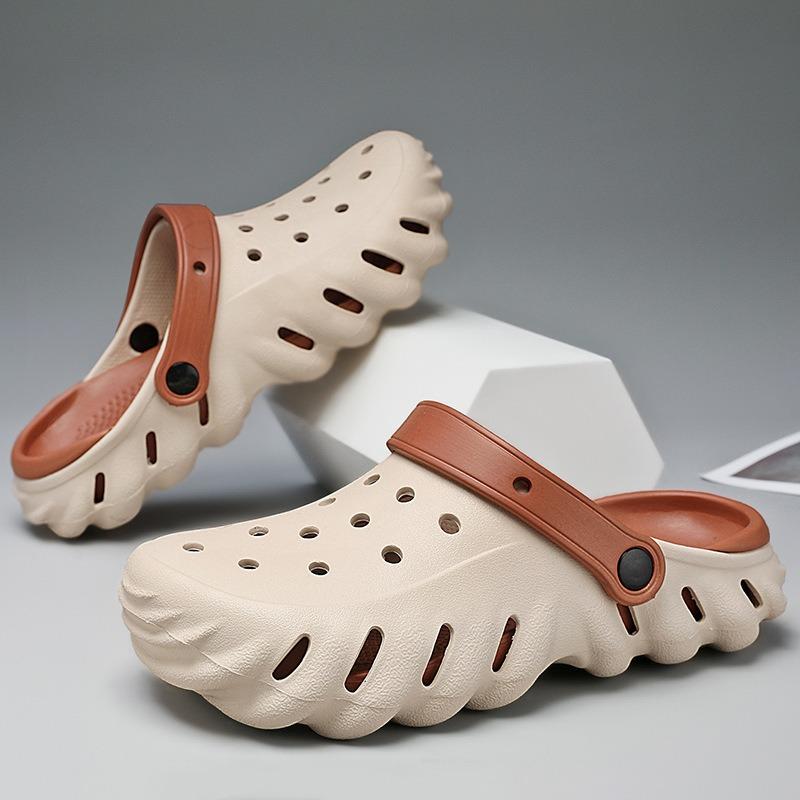 

Hole shoes men s new outer wear deodorant and non-slip bag head dual-purpose slippers soft-soled beach large-size slippers 40-41 хакі