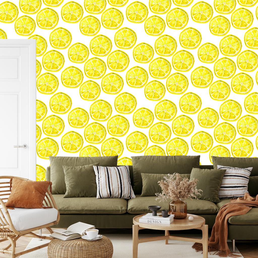 Fruit and lemon wallpaper for living room and bedroom 50x1000