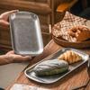 Steak Tray 304 Stainless Steel Antique Square Tray Creative Restaurant Display Dinner Plates Retro Style Dessert Barbecue Plate