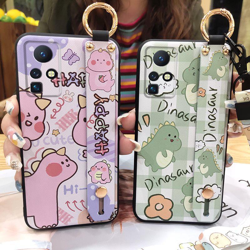 Anti-knock Wrist Strap Phone Case For infinix Zero X/X Pro/X6811/X6811B Phone Holder Cartoon Wristband Silicone Cute