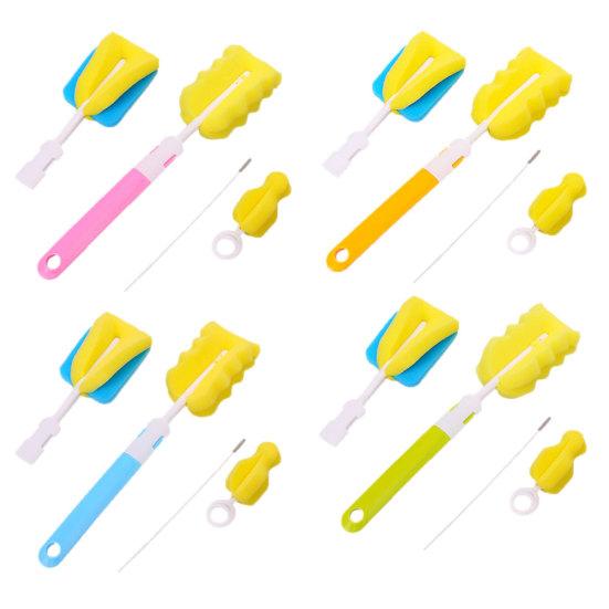 4Pcs/Set Sponge Newborn Baby Milk Bottle Pacifier Spout Tube Clean Brush Tool
