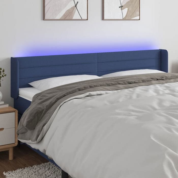 VidaXL Tête de Lit à LED Meuble de Chambre à Coucher Accessoire de Lit Double Tête de Cadre de Lit Intérieur Bleu 3123404