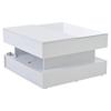 Mesa de centro regulable en altura de 80*80*45 cm con almacenamiento oculto y 2 cajones, luces LED, alto brillo, hecha de vidrio templado, blanca