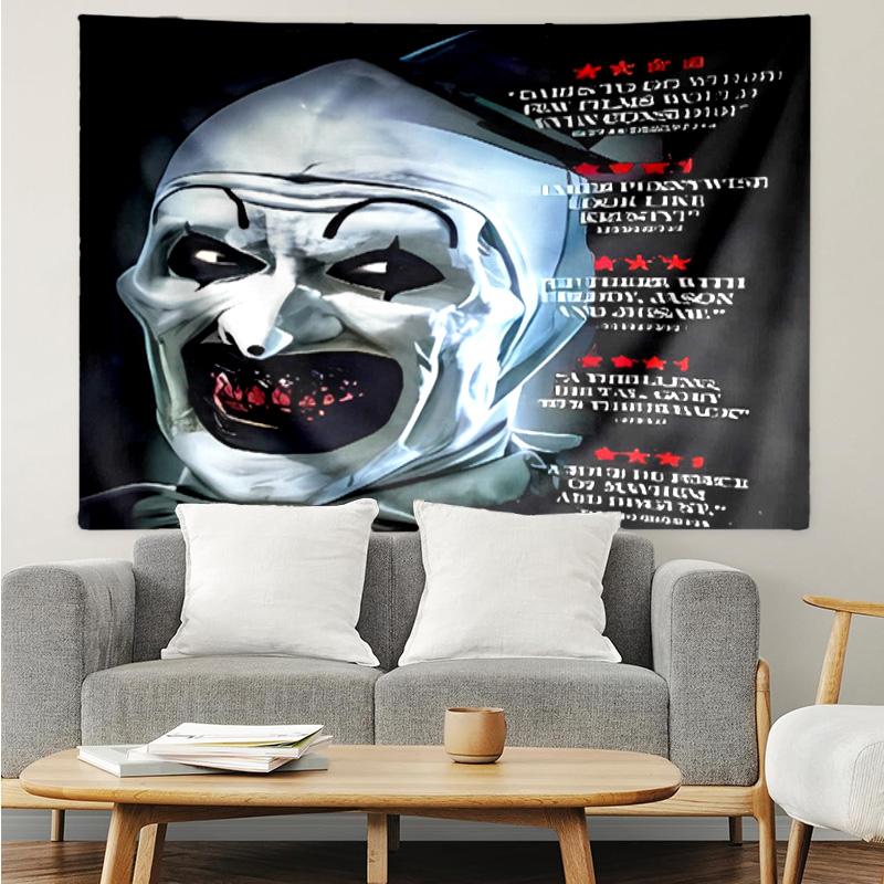 Art the Clown Terrifier1 Tapestry for Bedroom Aesthetic Classroom Tapestries Wall Hanging for Living Room Dorm Office,Ideal Creative Gift