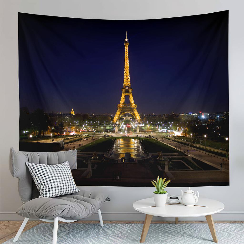 Eiffel Tower Tapestry Water Reflection Tapestry French Architecture Tapestry Living Room Bedroom Dorm Decor Background Cloth