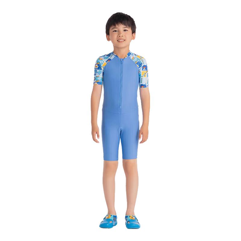 Decathlon Boys  Short-Sleeve One-Piece Chlorine-Resistant Swimsuit 135 (Height 131-140cm, Weight 20-25kg)