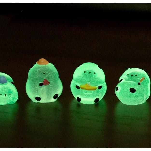 6Pcs/lot Cute Luminous Panda Animal Miniatures Mini Figurine Glow In the Dark Fairy Garden Decoration Micro Landscape