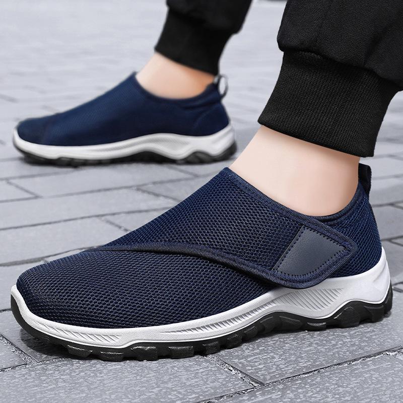 Spring Breathable Men's Casual Shoes - Old Beijing Style, Round Toe, Velcro Dad Walking Shoes