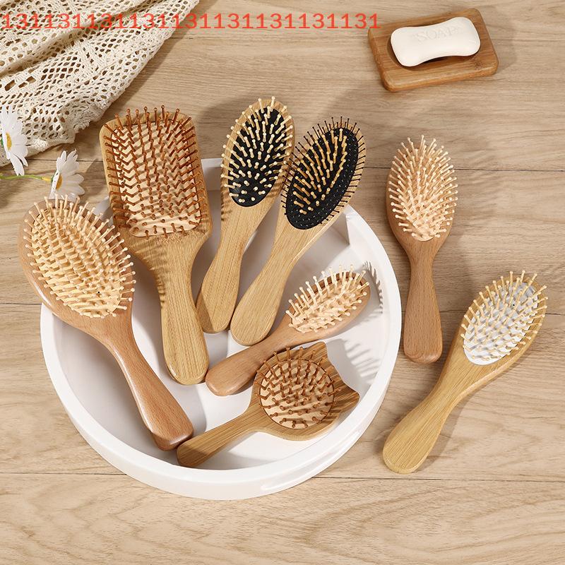 Anti-Static Scalp Massager for All Hair Types Detangling Cushion Design Airbag Wood Hair Comb Massage Brush