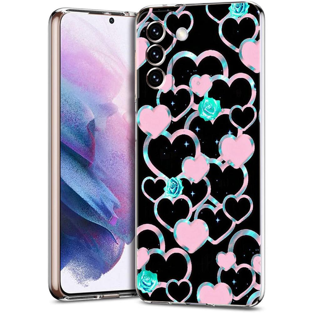Gold Rose Love Heart Phone Case For Samsung Galaxy S24 Ultra S23 FE S22 S20 S21 5G S10 S9 Plus S10E S8 Soft Silicone Clear Cover