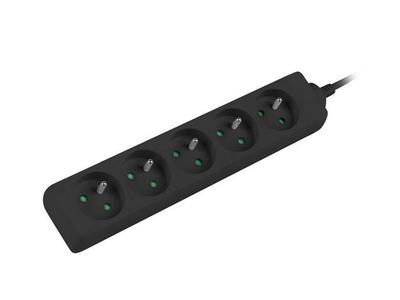 Lanberg Extension Cord 3m Black 5x 230V PL, Cable Made of Solid Copper
