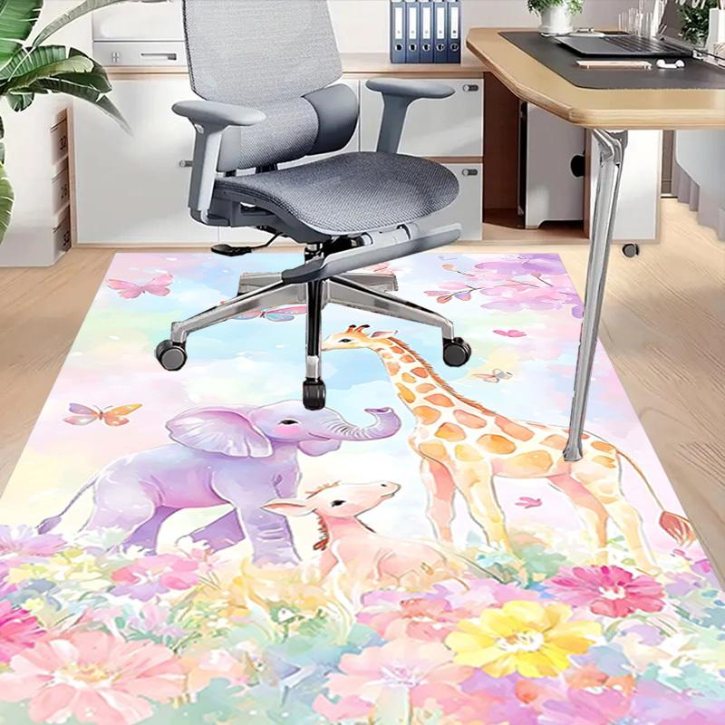 1PC Elephant Giraffe Non-Slip Floor Carpet, Office, Family, Bedroom, Studio - Large Area Rug, Vibrant Colors, Longlasting Material-X423