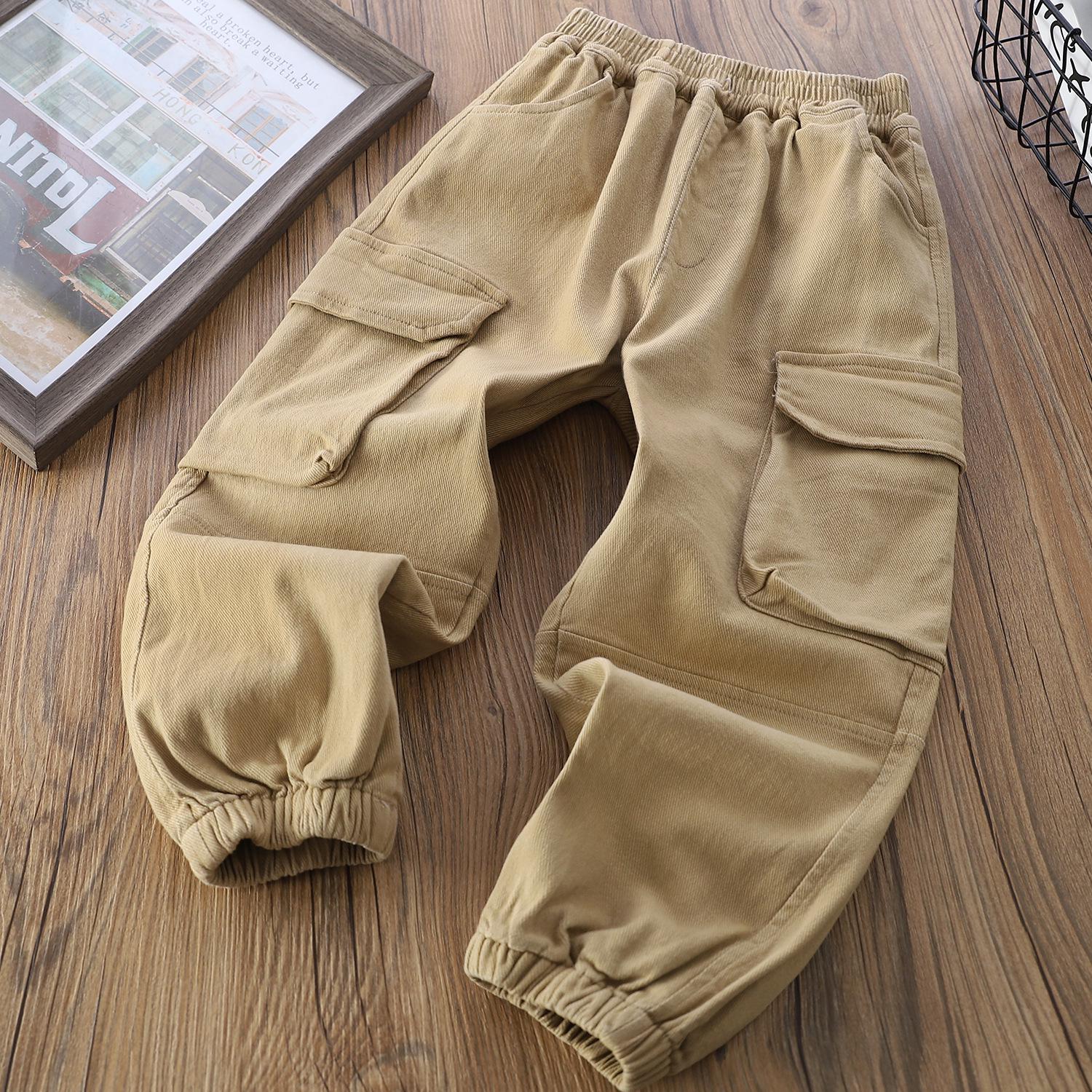 

Boys Double-Layer Cargo Pants, 2025 Autumn/Winter Collection - Pure Cotton, Fashionable, Warm, Casual Style for Kids. 140 cm