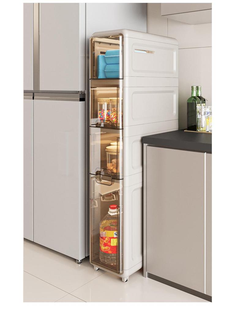 Ultra-Narrow Multi-Layer Crevice Storage Cabinet for Bathroom or Kitchen