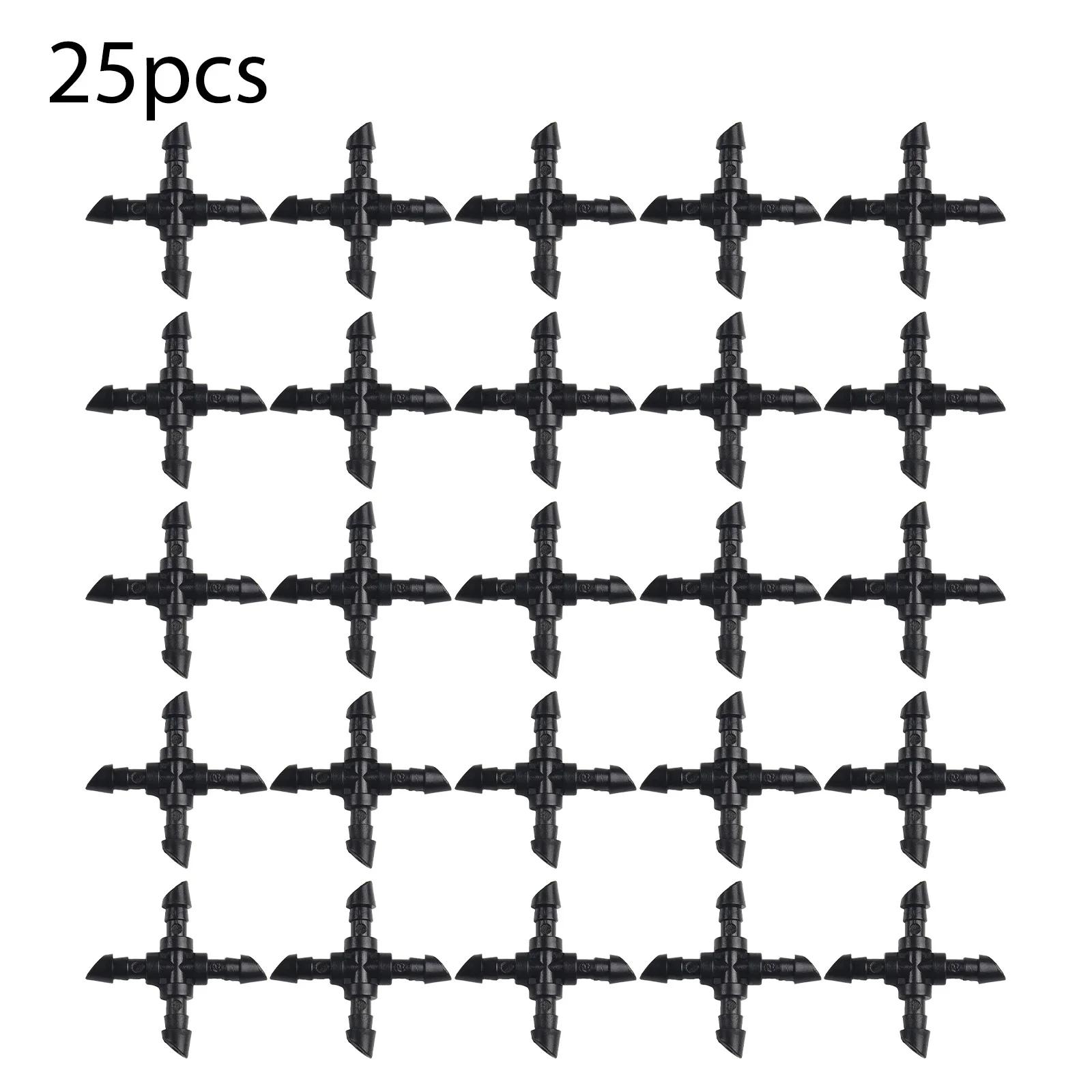 Hose Connector Water Fitting 4mm Cross Fitting Hose Connection Pipe Adapter Quick Coupling 25/50pcs High Quality