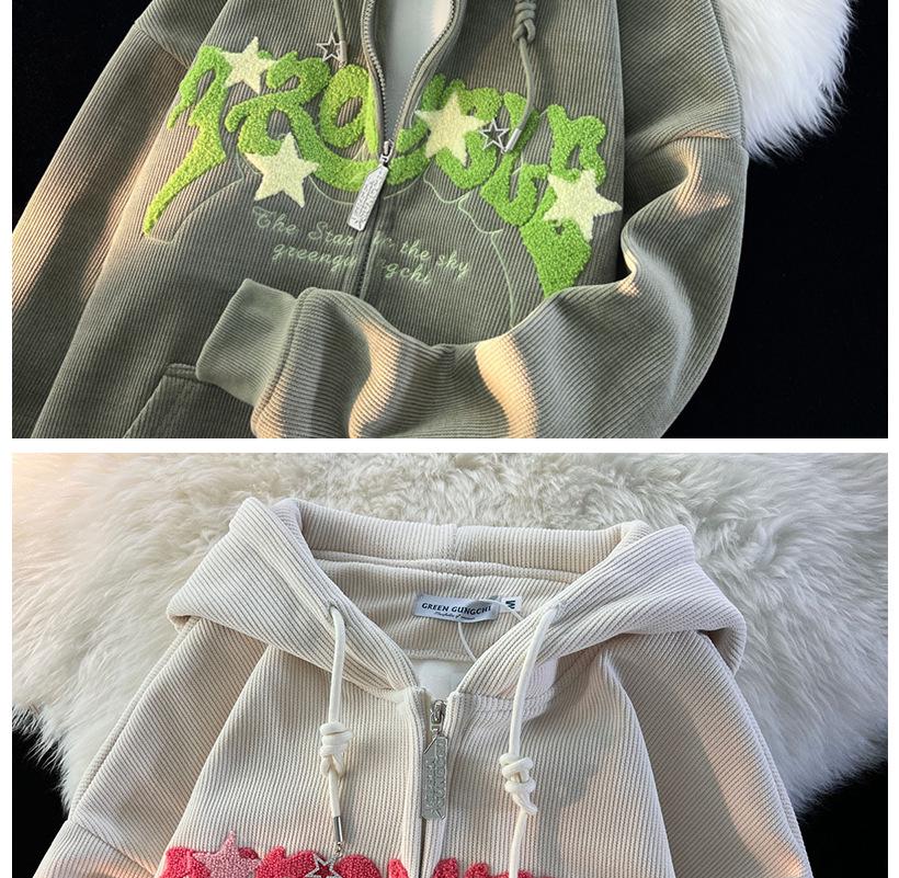 Women’s Vintage Star Corduroy Hooded Jacket - Trendy Loose Fit for Spring & Autumn