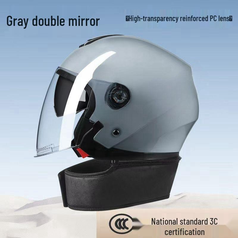 Unisex Electric Vehicle Helmet with Cold Protection, Warm Neck Gaiter, Detachable Half Helmet, Motorcycle Safety Features & Dual Visor.