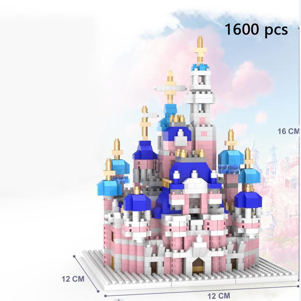 Honey Pink Castle Model Kits Micro Mini Building Blocks for Adults Princess Castles Gift Architecture Bricks Entertainment Toys