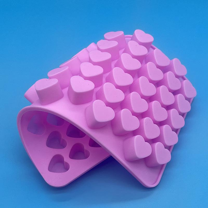 Heart Shaped Silicone Soap Mold 55 Grids Food Grade Non-stick Tray for Chocolate Cookie Cake Baking DIY