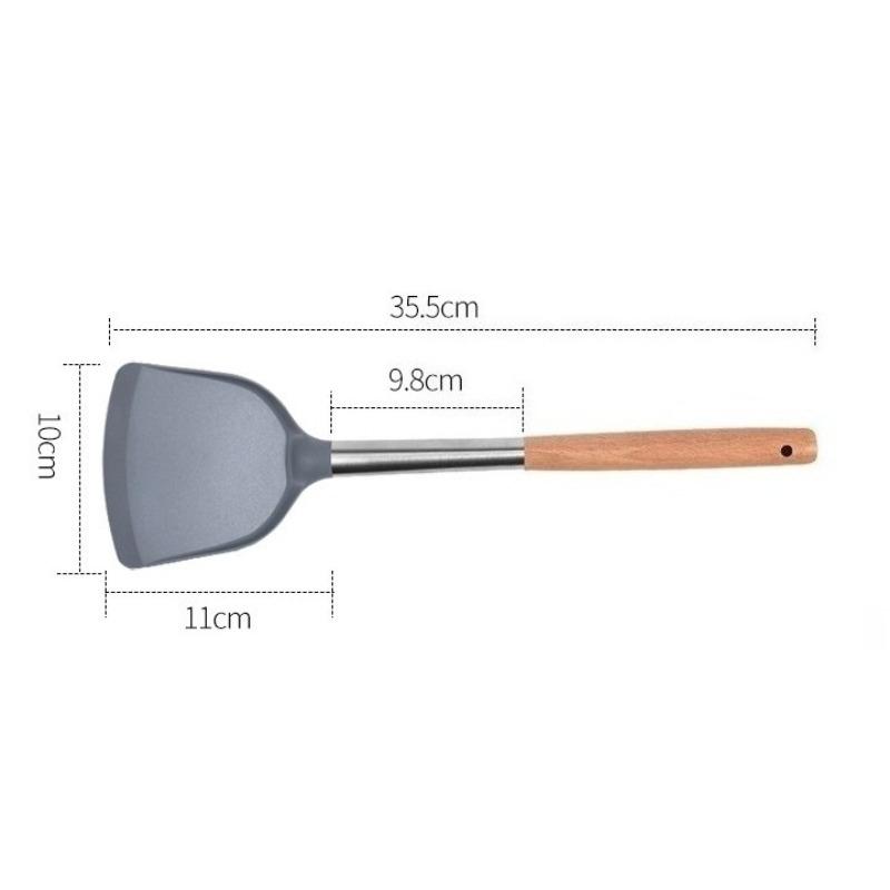 Stir-fry Silicone Spatula Non Stick Pan Household High Temperature Resistant Long Handled Stir Fry Kitchen Utensils Pan