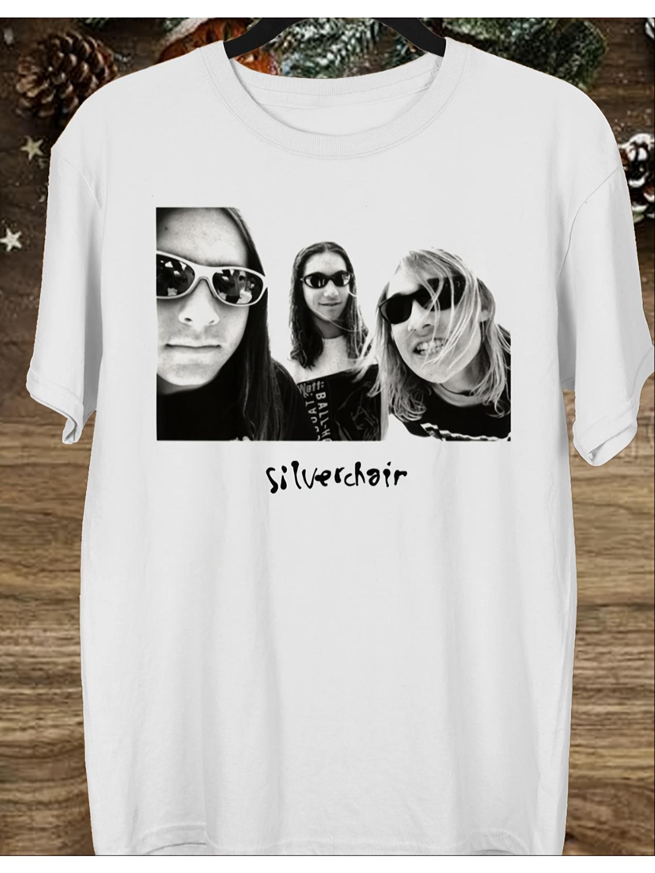 Men s Silverchair Band Graphic T-Shirt- White short-sleeved XXXXL