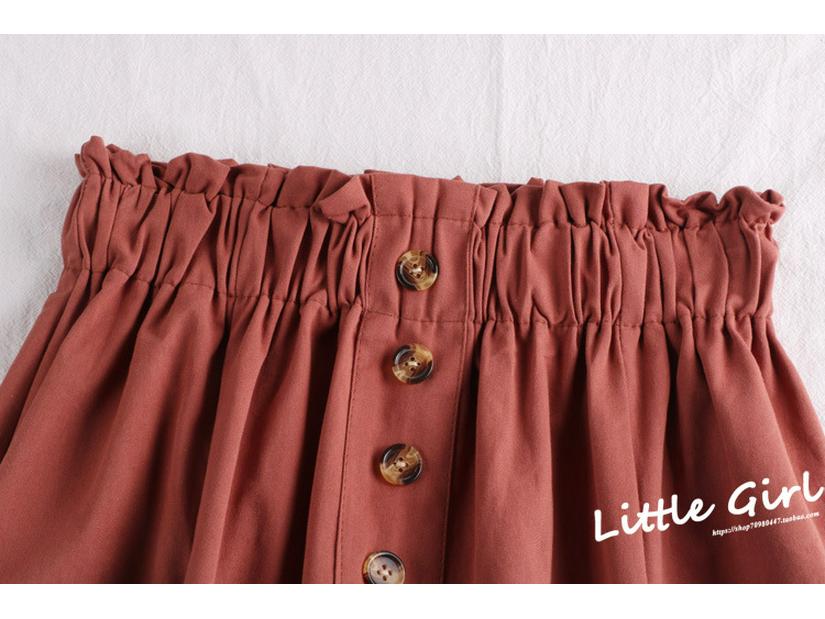Elastic Waist A-line Button Skirt: Casual, Age-Reducing Style for Women - Perfect for Spring and Summer In Korean and Japanese Fashion.