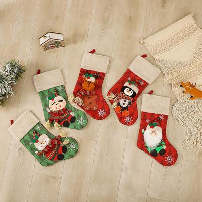 3D Design Christmas Stocking 18 Inch Large Family Christmas Stocking Hanging Xmas Stocking for Fireplace Hanging Ornament Gifts
