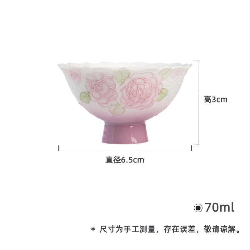 

70ml Hand Drawn Youtian Burnt Rose Flower Mouth Teacup Luxury Tea Bowl Mug Tea-tasting Personal Cup Jianzhan Master Cups Cafes