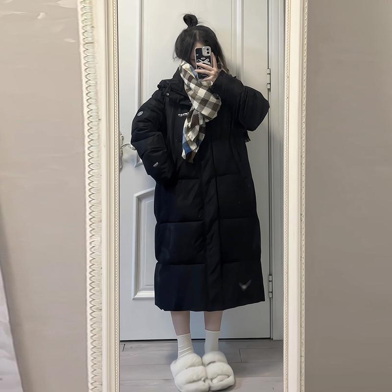 Down and Cotton Jacket Women's 2025 New Collegiate Style Mid-length Cotton Jacket Korean Version of Over-the-knee Winter Jacket