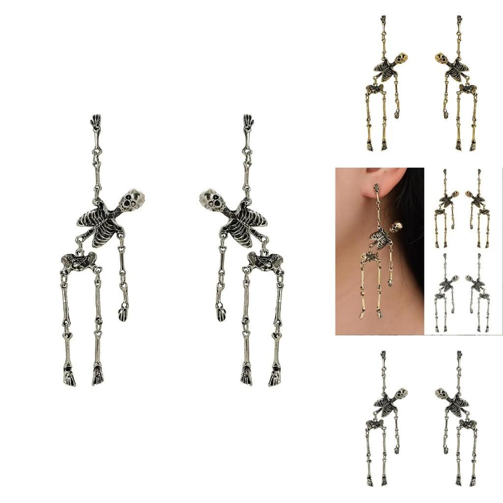 Unique And Quirky Halloween Skull Earrings Vintage All-metal Alloy Dangle Jewelry