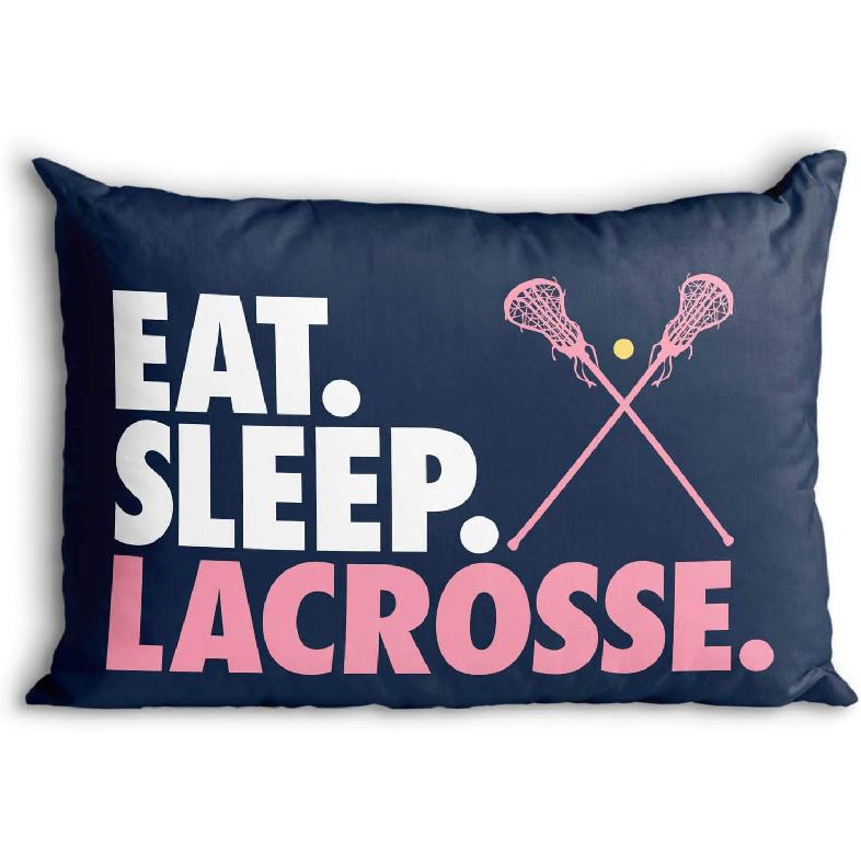 ChalkTalkSPORTS Наволочка Eat Sleep Lacrosse для девочек | Декор для дома | Темно-синий тёмно-синий