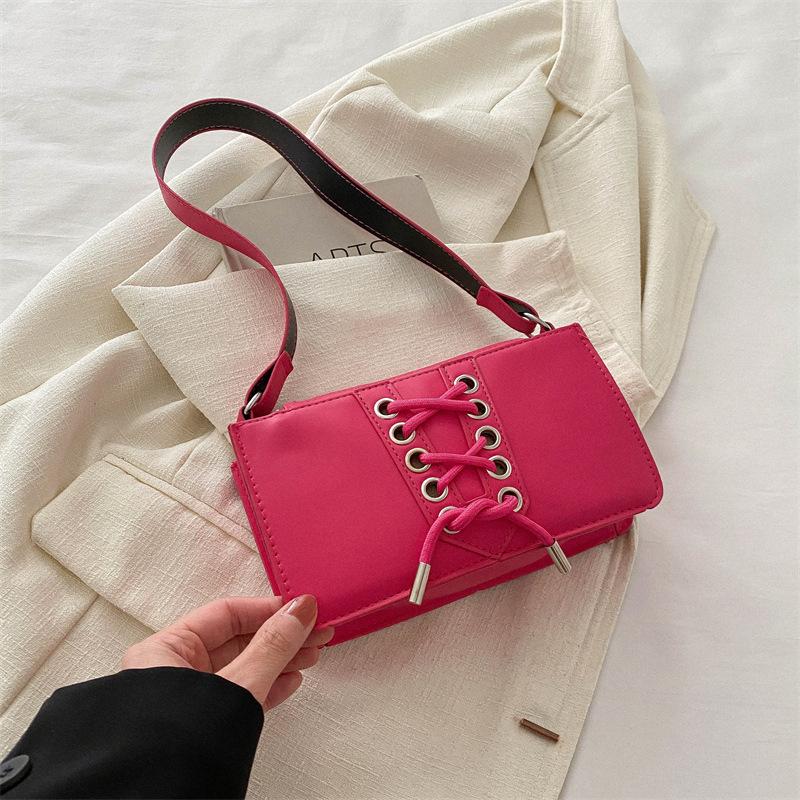 

2024 spring new simple and fashionable armpit bag casual small square bag this year popular fashion Korean version shoulder bag women троянди рожеві кольору