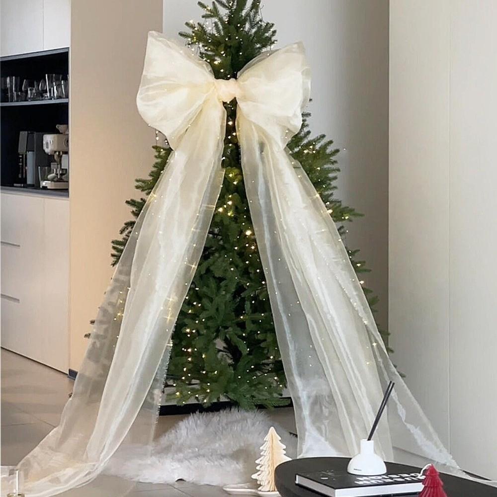 50*200cm Colgante Material de Organza Decoración Árbol de Navidad Lazo Navideño Gigante Decoración Exterior
