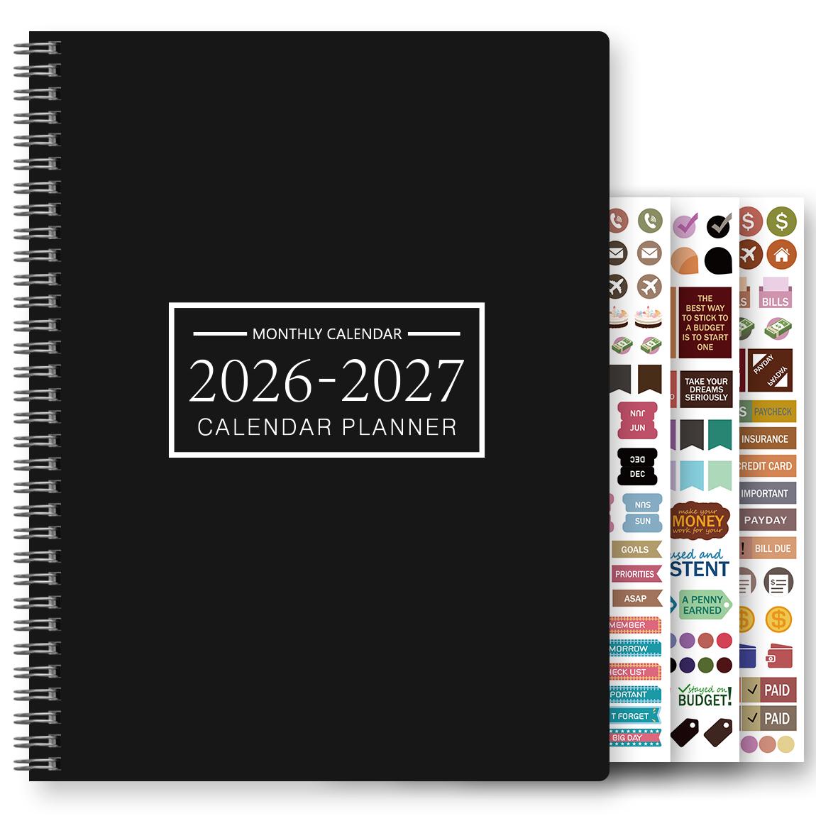 1 db A4 - 2027 Havi Tervező és Naptár Könyv 2 Éves Havi Júliustól - Júniusig. 2027 24 havi 3 matricával white