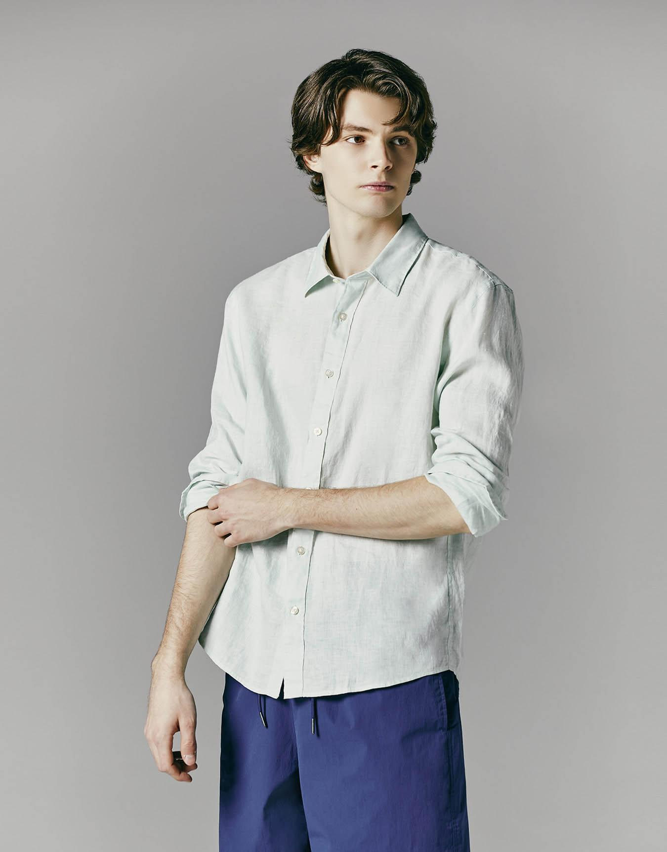 Льняная рубашка Giordano 043506 [6 цветов] 04 Light Blue/L